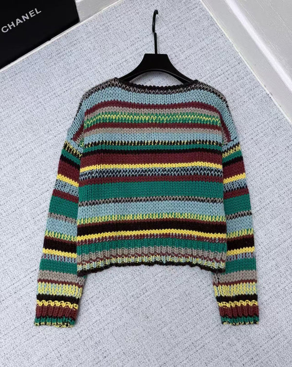 Céline Pull col rond Multicolore Alpaga Laine