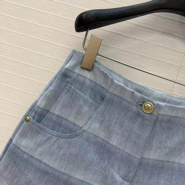 Ensemble d'été rayé CC 26s en jean bleu