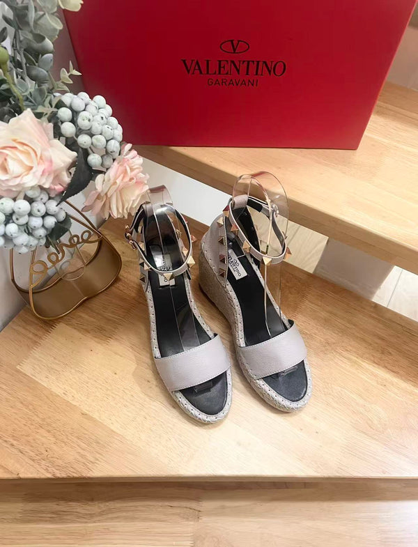 Espadrille VLogo Rockstud en cuir rose poudré