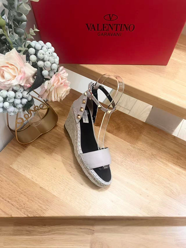 Espadrille VLogo Rockstud en cuir rose poudré