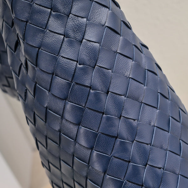 BV Large Intrecciato 54cm Hobo Bag Navy Blue Calfskin