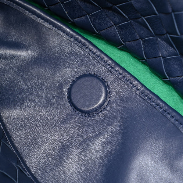 BV Large Intrecciato 54cm Hobo Bag Navy Blue Calfskin