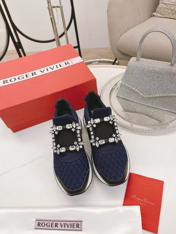 Viv Diamond Sneaker Navy Blue Breathable Mesh Fabric