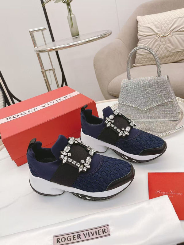 Viv Diamond Sneaker Navy Blue Breathable Mesh Fabric
