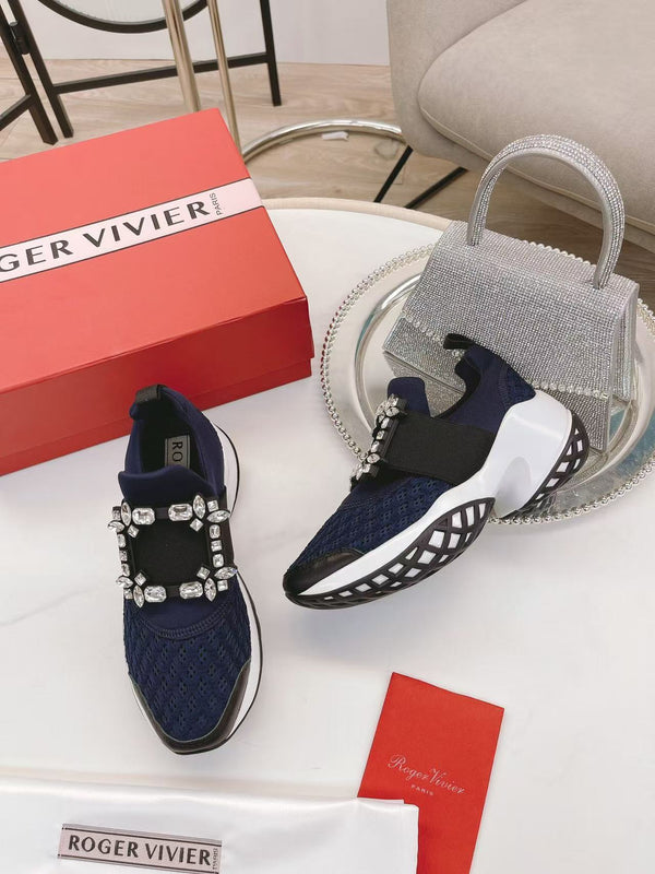 Viv Diamond Sneaker Navy Blue Breathable Mesh Fabric
