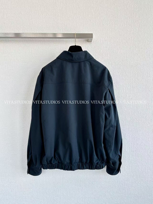 CC Classic Cropped Windbreaker Jacket Navy In Cotton