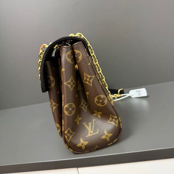 LV Saint Germain PM Bag 21cm Brown Black in Monogram Leather