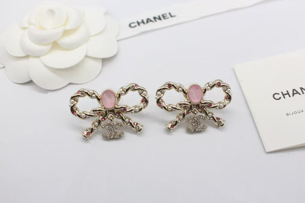 Boucles d'oreilles nœud en ruban CC Chanel