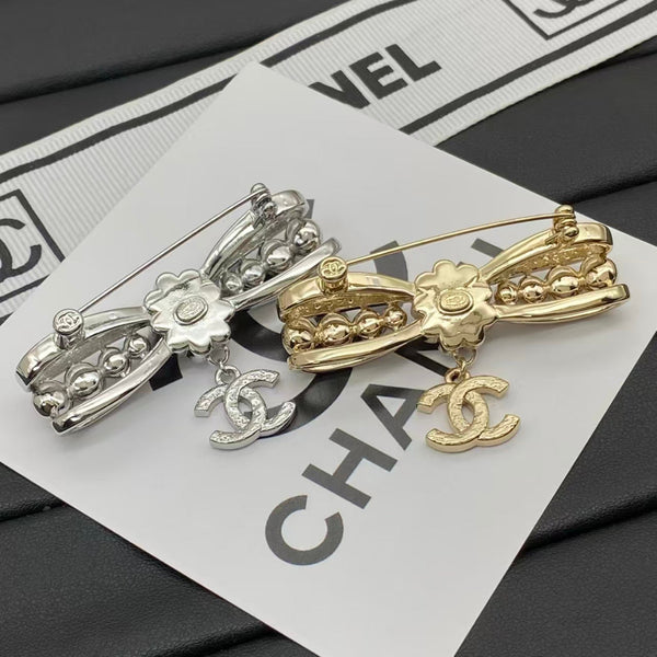 Chanel Bow Brooch with CC Pendant