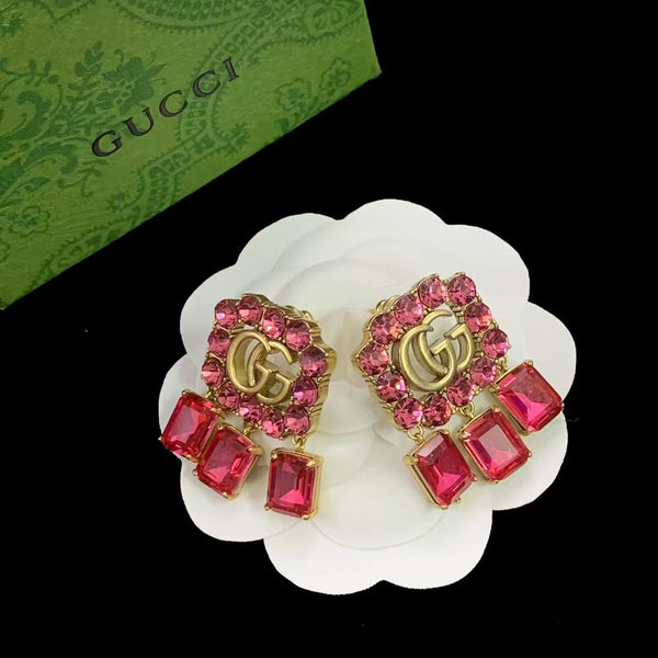 GG Crystal Double G Gold-stone Earrings