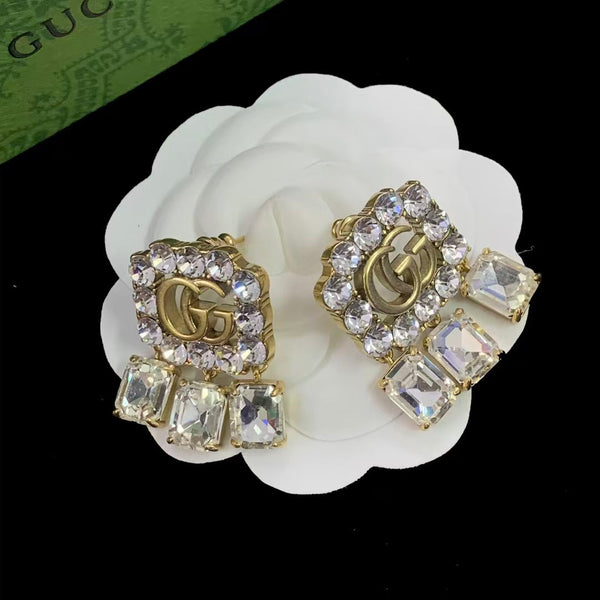 GG Crystal Double G Gold-stone Earrings