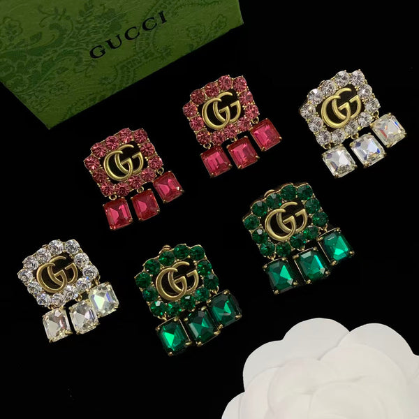 GG Crystal Double G Gold-stone Earrings