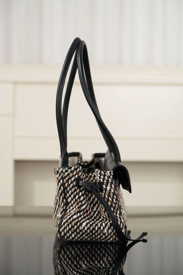 Chanel 2026 Shopping Tote Bag 30cm Black Cowhide Wool