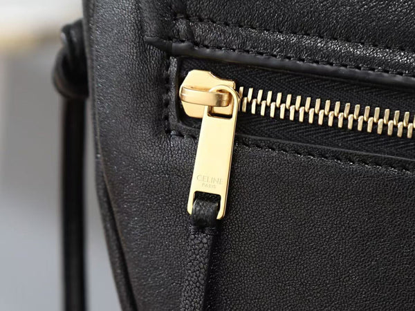 Celine Little Halfmoon Soft Triomphe Bag in Black Lambskin
