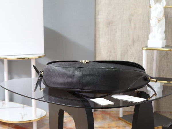 Celine Little Halfmoon Soft Triomphe Bag in Black Lambskin