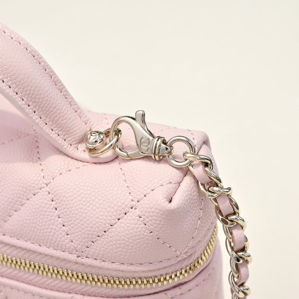 Chanel 2026 Vanity Bag 19cm Pink in Caviar and Cowhide Leather AP4385