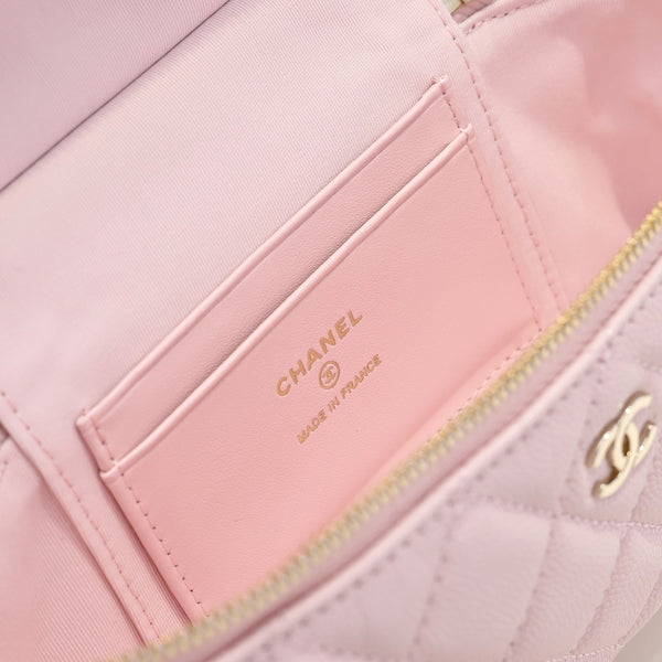 Chanel 2026 Vanity Bag 19cm Pink in Caviar and Cowhide Leather AP4385