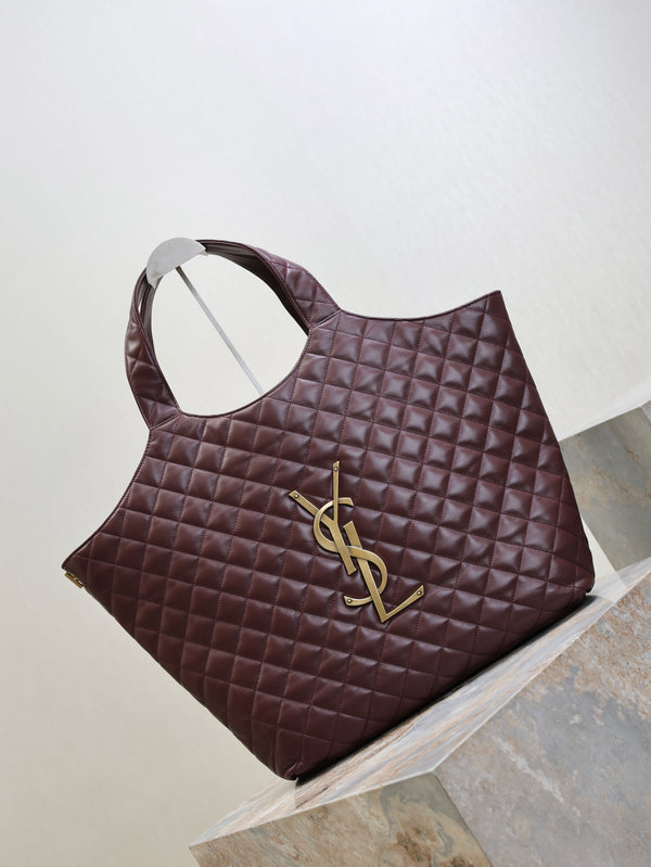 YSL ICARE MAXI SHOPPING BAG 58 CM BURGUNDY SHEEPSKIN