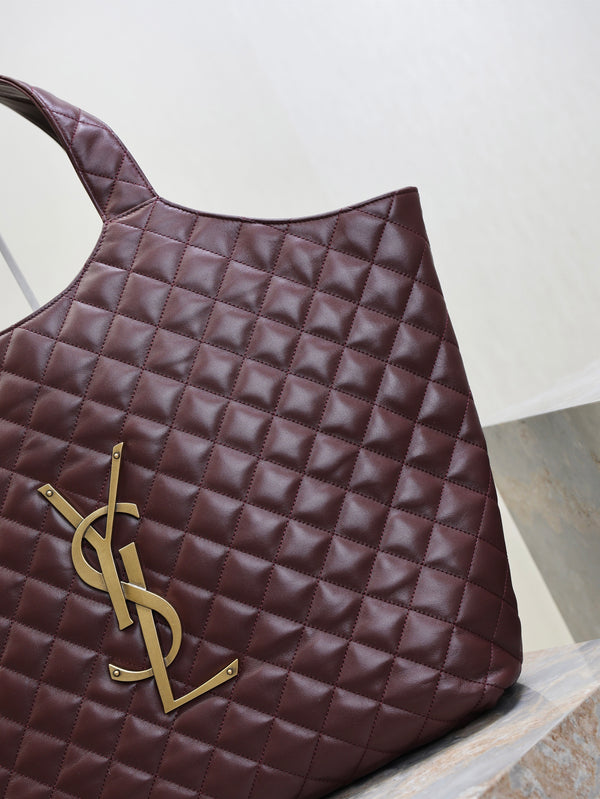 YSL ICARE MAXI SHOPPING BAG 58 CM BURGUNDY SHEEPSKIN