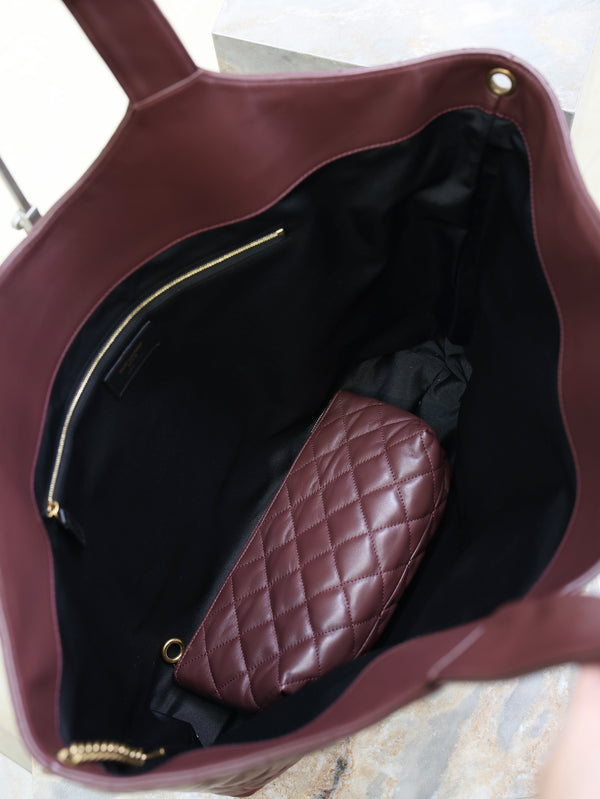 YSL ICARE MAXI SHOPPING BAG 58 CM BURGUNDY SHEEPSKIN