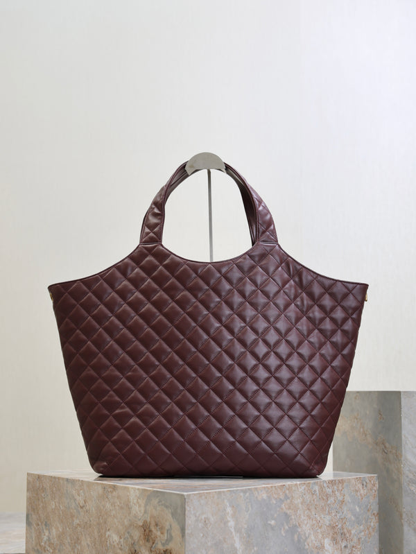 YSL ICARE MAXI SHOPPING BAG 58 CM BURGUNDY SHEEPSKIN