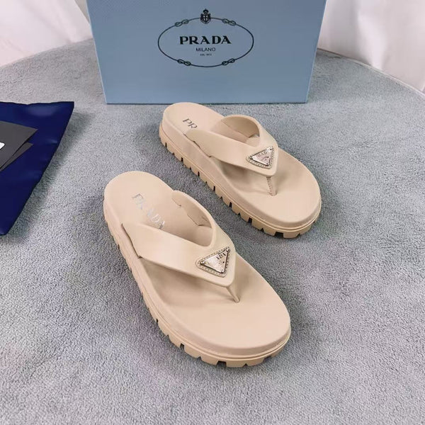 Pra Rubber Thong Sandals Beige