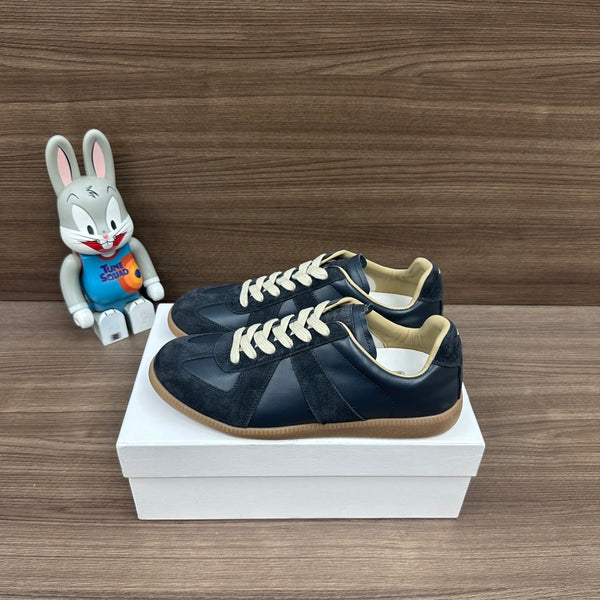 Maison Margiela Sneakers Navy Blue Calfskin Suede Patchwork