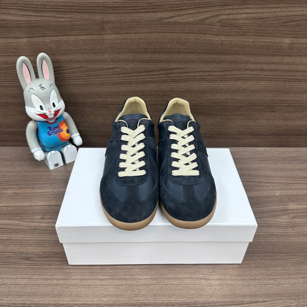 Maison Margiela Sneakers Navy Blue Calfskin Suede Patchwork