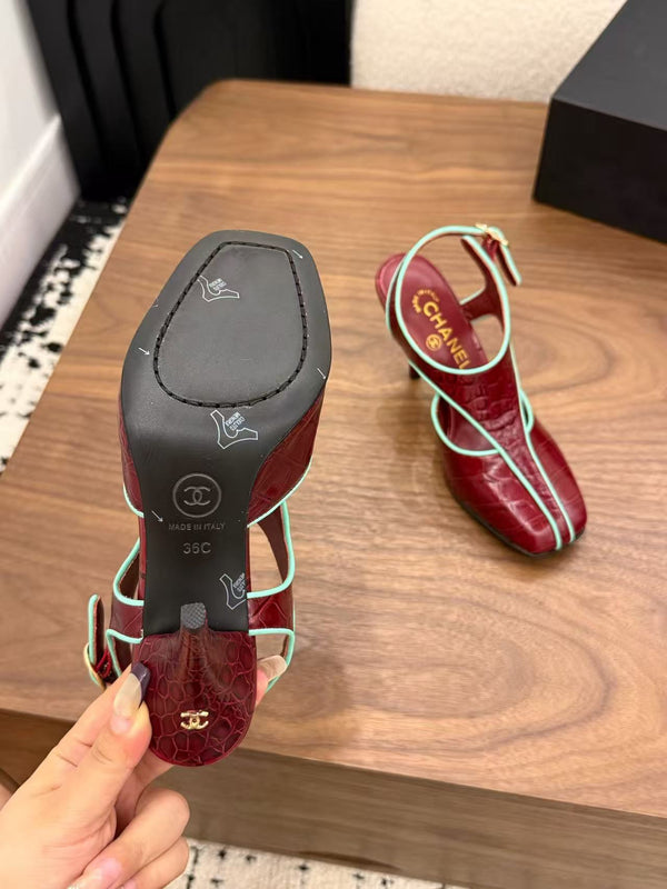 CC 2026 Slingback 9cm Burgundy Calfskin