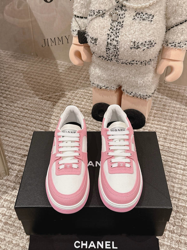 CC Low-Top Sneaker Pink And White Fabric