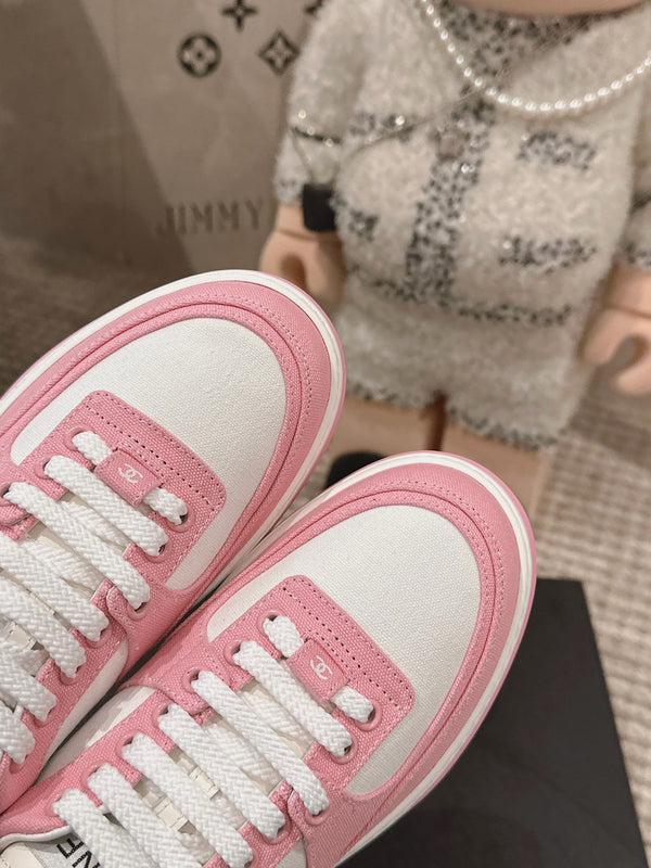 CC Low-Top Sneaker Pink And White Fabric