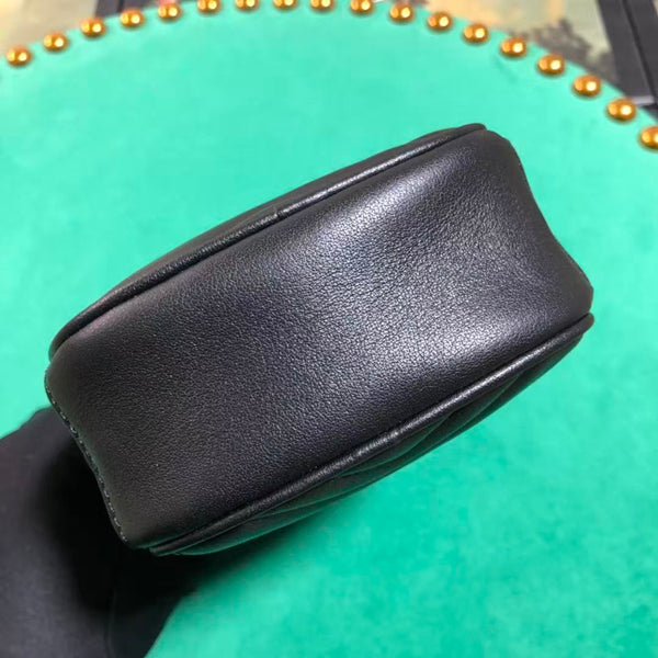 GG MARMONT 17 MINI TOP HANDLE BAG BLACK CALFSKIN