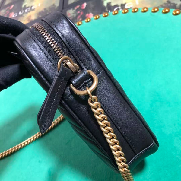 GG MARMONT 17 MINI TOP HANDLE BAG BLACK CALFSKIN