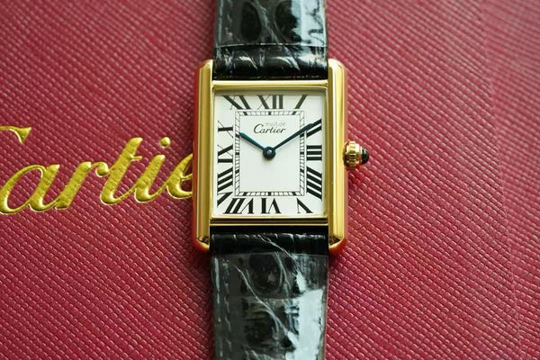 TANK MUST QUARTZ 30MM GOLD PLATED CASE LEATHER IVORY DIAL