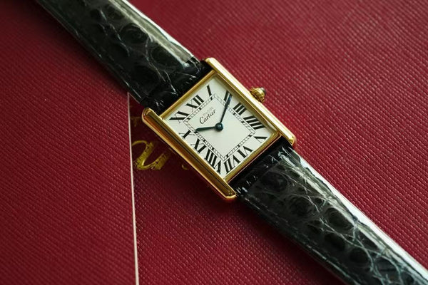 TANK MUST QUARTZ 30MM GOLD PLATED CASE LEATHER IVORY DIAL
