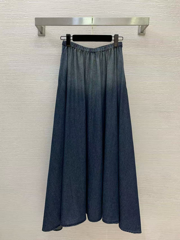 Dior Maxi Skirt Faded Blue Denim Cotton