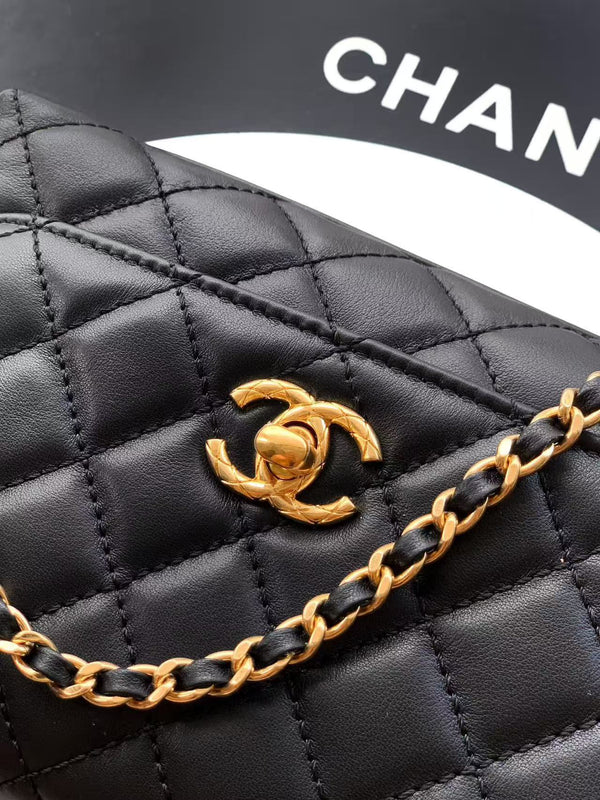 CC Mini Coco Handbag 19cm Black Calfskin