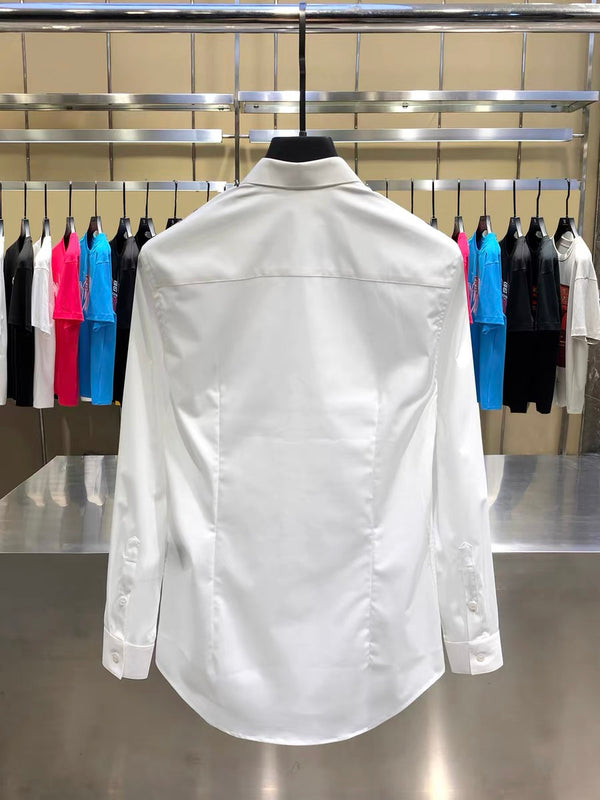 CD Long-Sleeve Shirt with Collar Embroidery White In Cotton