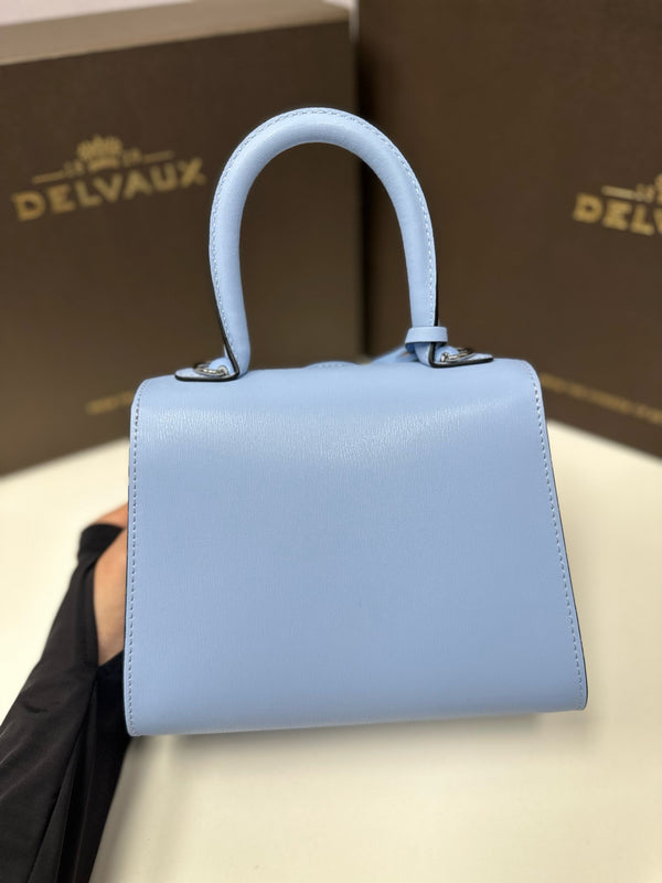 Sac Delvaux Brillant Mini 20cm Rose Bébé en Cuir de Vachette