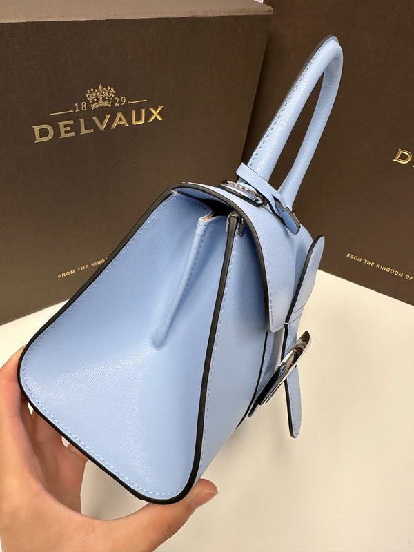 Sac Delvaux Brillant Mini 20cm Rose Bébé en Cuir de Vachette