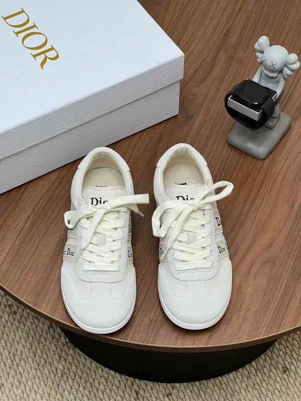 CD Ribbon Sneaker White Leather and Technical Fabric