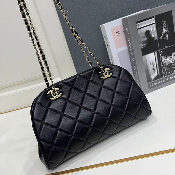 CC 2026 Chain Clutch Bag 19.5cm Black Lambskin Ghw