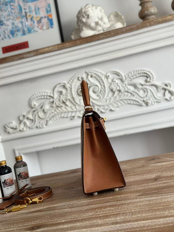 HM Kelly 25cm Bag Brown Epsom Leather Ghw