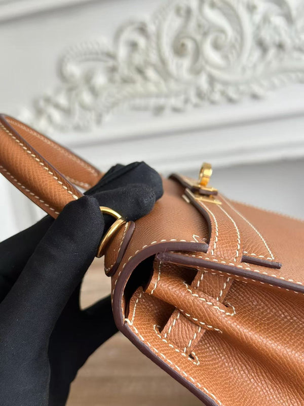 HM Kelly 25cm Bag Brown Epsom Leather Ghw