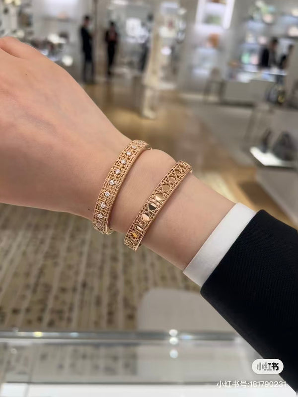 CD Cannage Bangle Bracelet in Pink Gold
