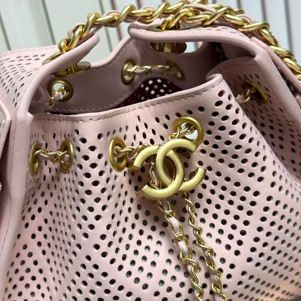 CC Hobo Bag 22cm Pink Perforated Soft Cowhide