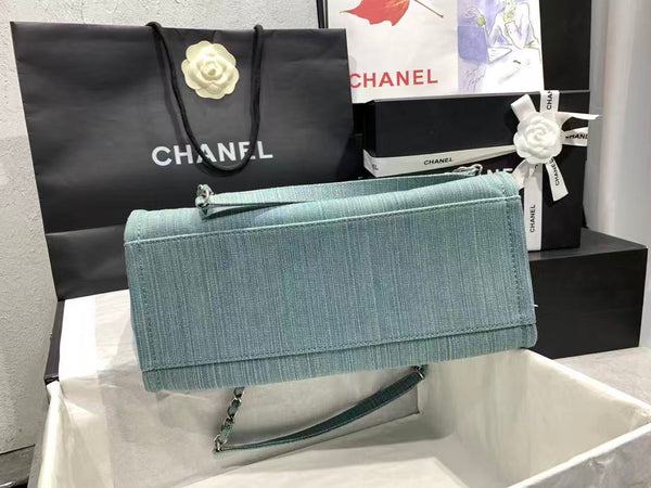 CC Large Deauville Shopping Tote Bag Blue Denim
