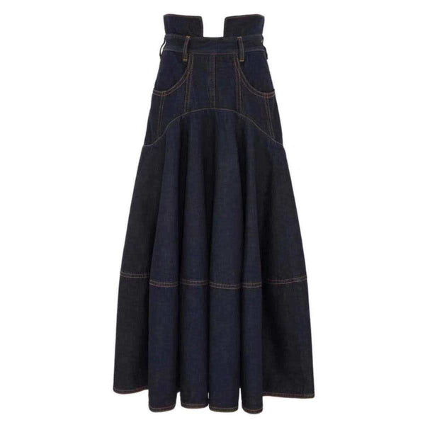 Zimmermann Hypnotic Croptop and Midi Skirt in Blue Denim