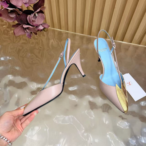 Valentin Foliefoliage Slingback Pumps Nude Pink Cowhide