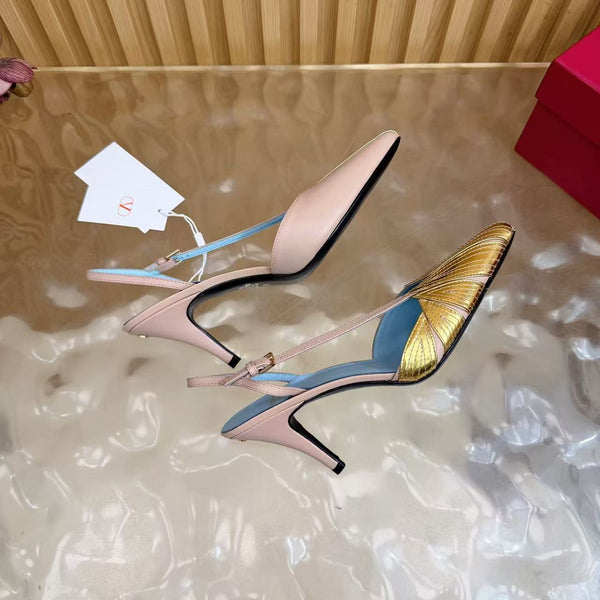 Valentin Foliefoliage Slingback Pumps Nude Pink Cowhide